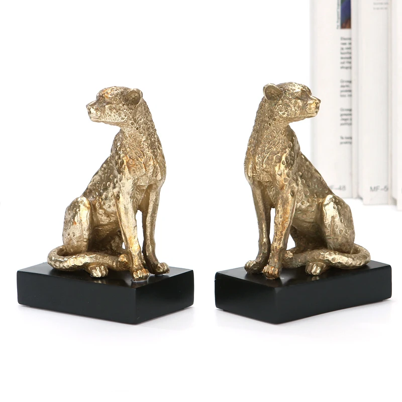 Imagem -03 - Cheetah Estátua Livro Estandes Resina Leopardo Bookends Estudo Ornamento Decoração Estante Desktop Organizador Campus Papelaria Presente Artesanato