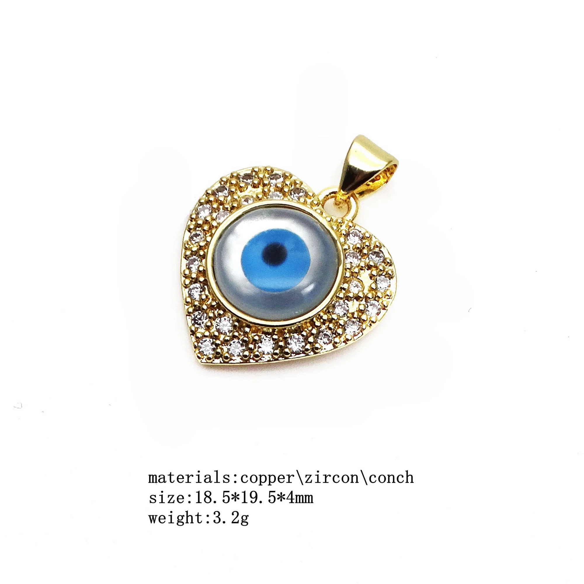 Shell Magic eyes pendants charms Micro inlay zircon copper Gold plated  palmar pendant DIY women necklace make accessorie