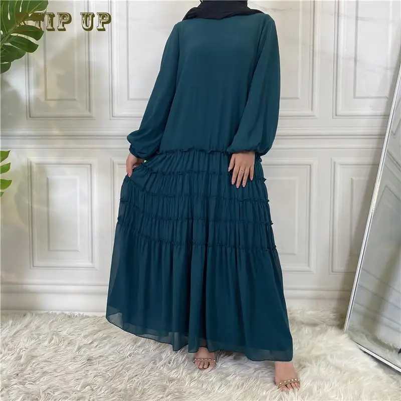 

Middle East Kaftan Moroccan Kaftan, Double Chiffon, Net Color, Large Hem, Loose Robe, Islamic Arab Dress, Jilbab Abaya Turkish