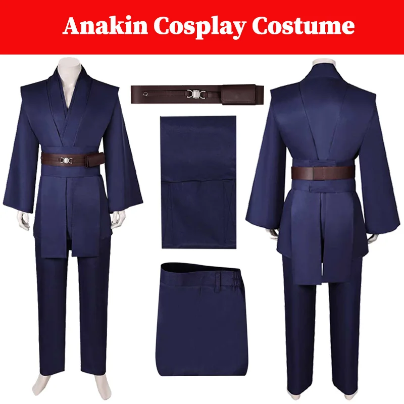 

Anakin Cosplay Costume Movie Space Battle Outfits Male Roleplay Belt Clothes Set Men Disguise Halloween Carnival Party Suit