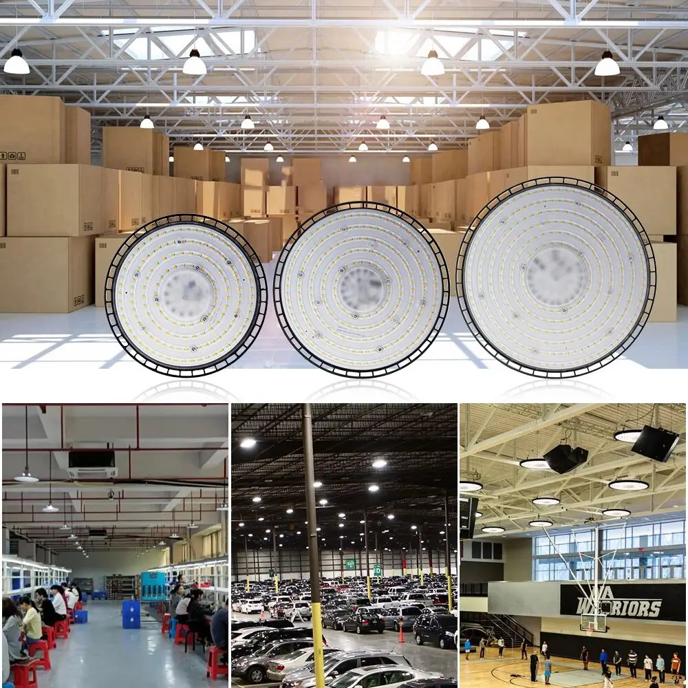 200W UFO LED High Bay Light Super Bright 100W 150W Waterproof Commercial Industrial Market Warehouse Garage Workshop Lamp AC220V