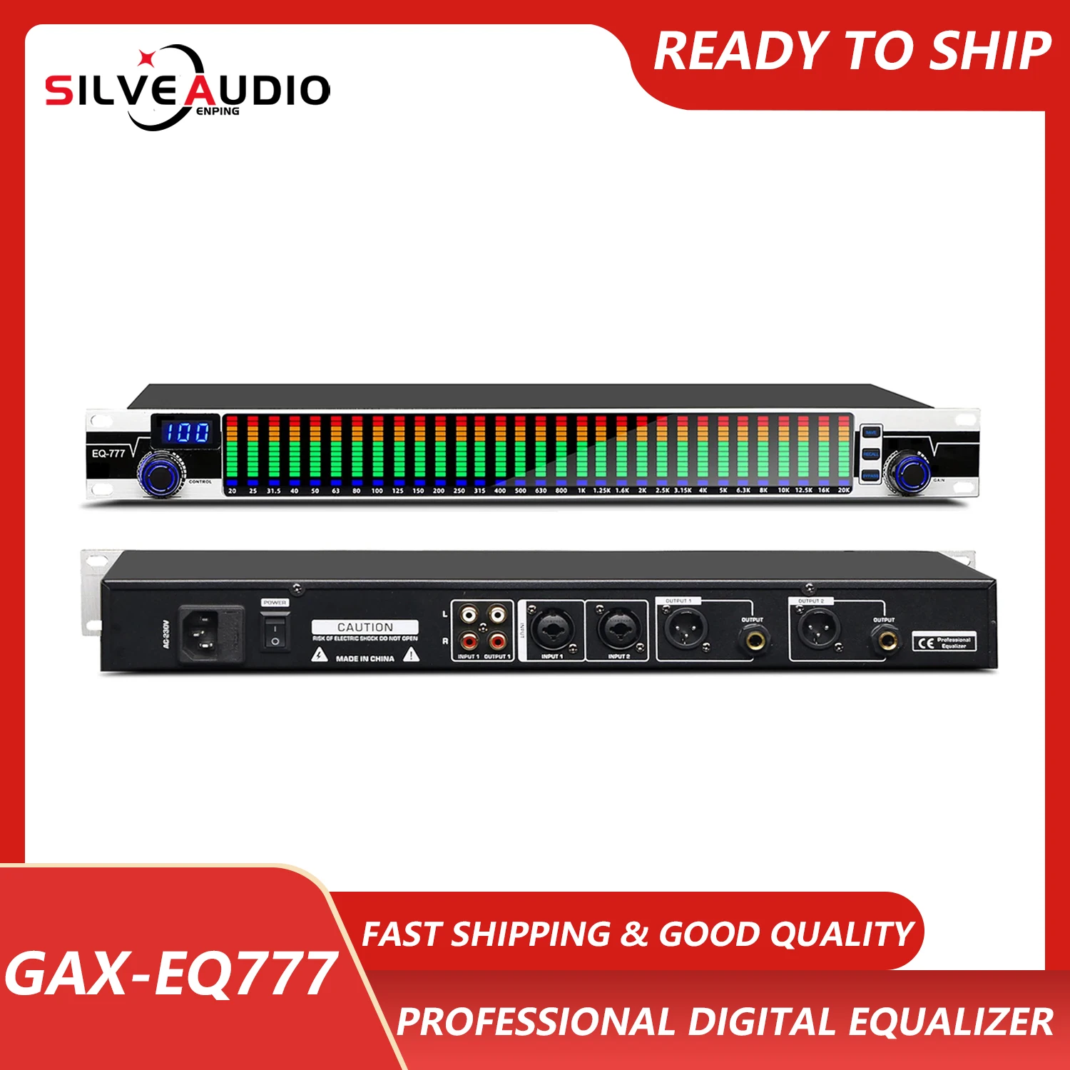 GAX-EQ777 Digital profesional, reducción de ruido, ecualizador de ajuste EQ, alto, medio, bajo, KTV familiar