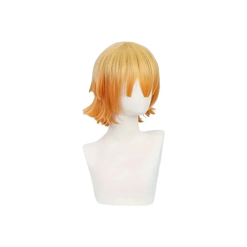Parrucche Cosplay Anime Agatsuma Zenitsu Parrucca corta arancione sfumata gialla sintetica resistente al calore per festival di feste da uomo