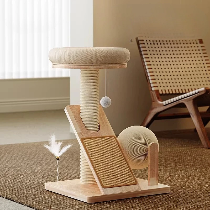 

Sandbox Large Cat Tower Indoor Post Castle Stairs Things Goods Cat Tower Wooden Scratcher Rope Rascador De Gatos Pet Supplies