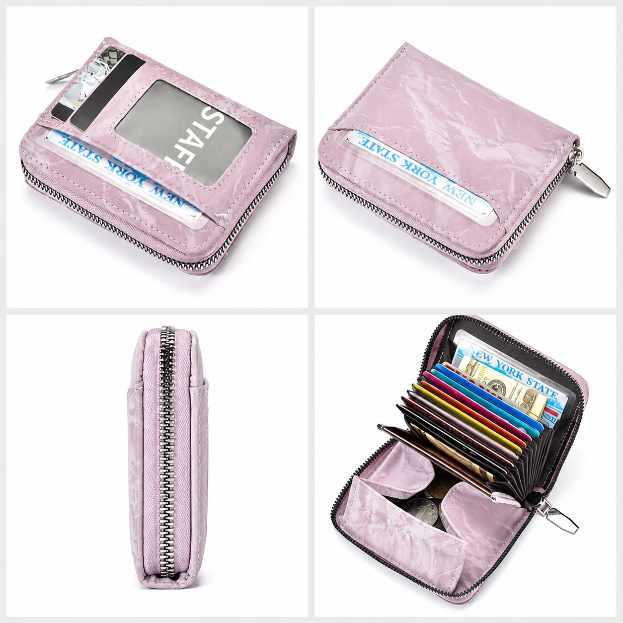 Card Wallet Zipper Pu Leather Wallet Zipper Coin Purse Wear Resistant Multi Slot Wallet For Totes Handbags Women