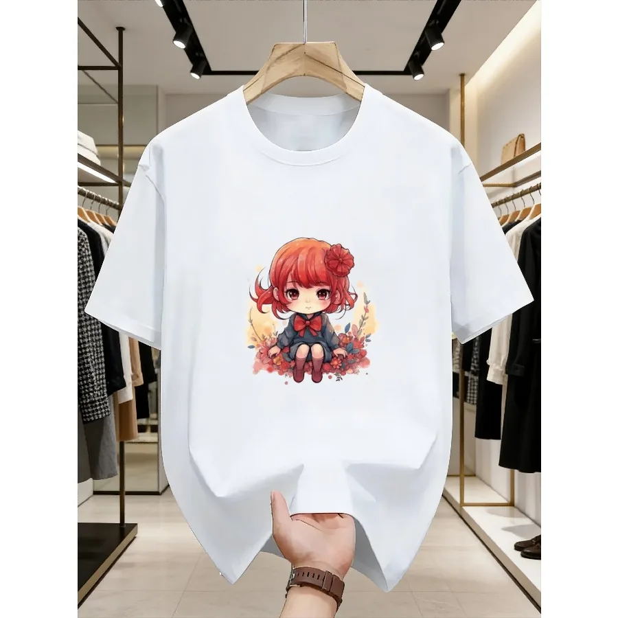 Unisex Trendy Crew Neck T-Shirt Daily Use Outdoor Comfortable Cotton Fashion Casual TC Collection Hand-drawn Illustration