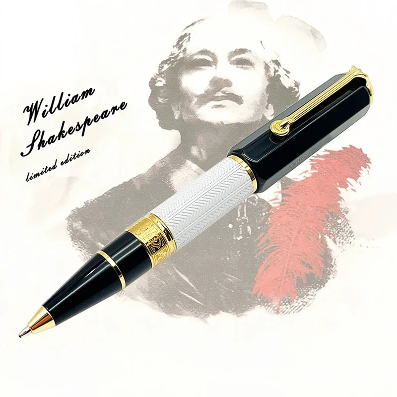 Premier 1:1 Detail Luxury Writer Edition William Shakespeare MB Carbon Fibre Ballpoint Pen With Serial Number 6836/9000