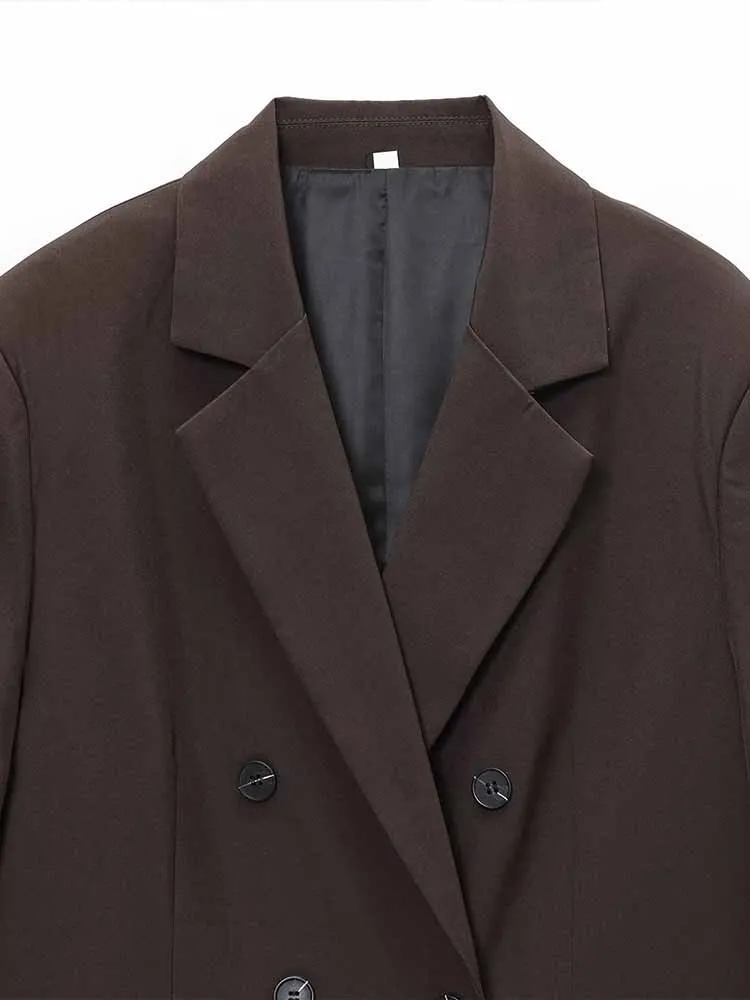 Neue Damen-Langarm-Zweireiher-Anzugjacke und Rock im europäischen und amerikanischen Stil mit Schulterpolstern