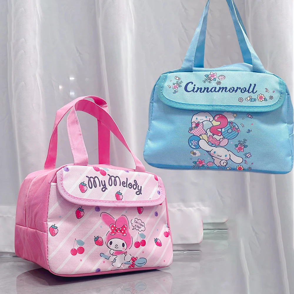 Sanrio Cinnamoroll Mymelody Kuromi Cartoon Oxford Cloth Lunch Bag a tenuta stagna Cooler Insulated Lunch Tote Bag Picnic Storage Bags