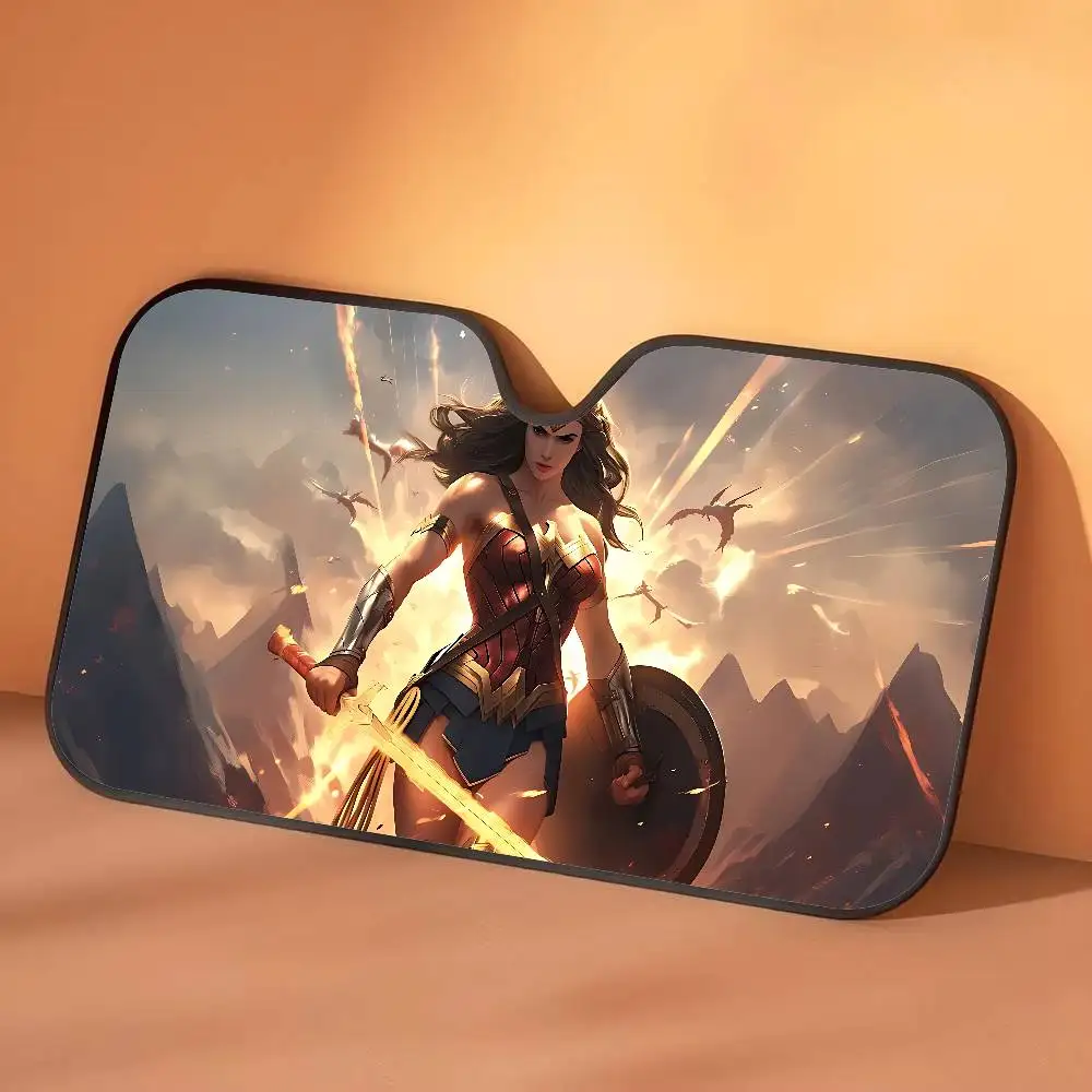 بارد W-Wonder W-Woman سيارة ظلة الستائر القيادة سيارة ظلة غطاء الزجاج الأمامي الظل سيارة ظلة الأشعة فوق البنفسجية قناع حامي #4