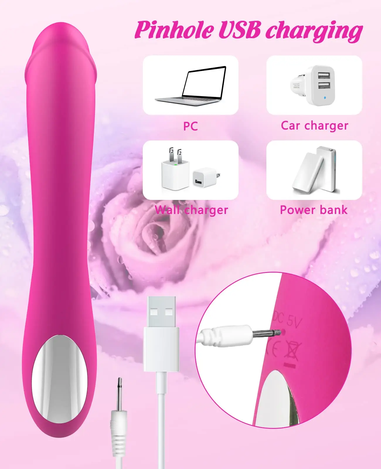 Rose G-Spot Rabbit Vibrator, Alovegarden Simulation Dildos Clitoral Vibrator, 7 Powerful Independent Button Vibration Modes, Wa