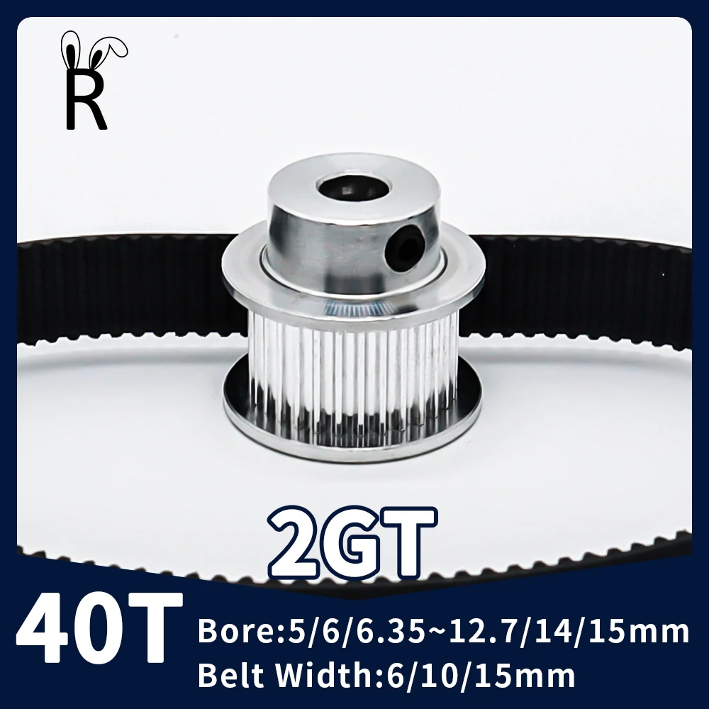 2GT Timing Pulley 40T Teeth Bore 5/6/6.35~12.7/14/15mm Gear Teeth Width 6/10/15mm GT2 Pulley Synchronous Wheels 3D Printer Parts