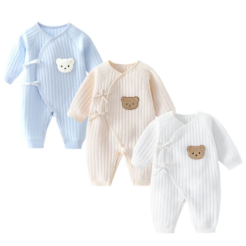 Newborn Baby Clothes 0-24Months Long Sleeve 100 Cotton Solid Rompers for Spring and Autumn Bodysuit & One-piece Soft