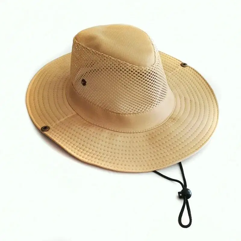 New Men Outdoor Sun Hat Knight Cap Wide Straw Beach Summer Autumn Tourism Hiking Sunhat Fisherman's Monochrome Matte Accessories