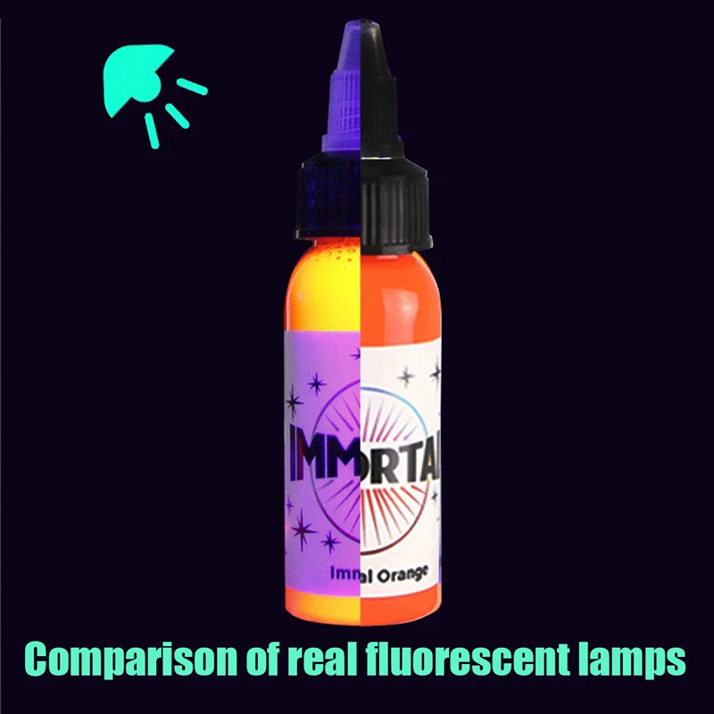 Tinta tato fluoresensi profesional, pigmen tempelan mikro pigmentasi cahaya ungu untuk lukisan tubuh 15ml botol