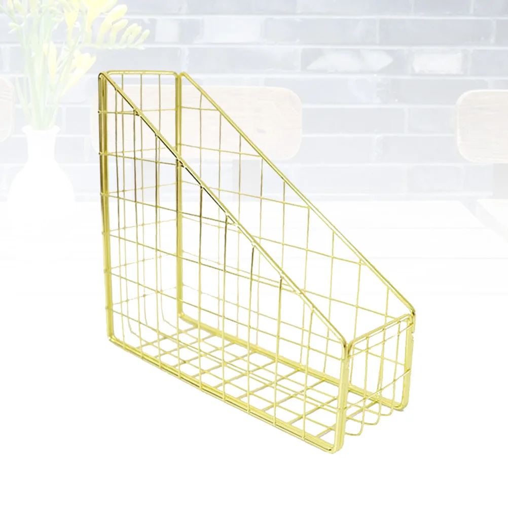 Corrosiewerende metalen vijlopbergmand Gouden decoratieve organizer voor boeken Tijdschriften Bestanden Thuiskantoor School