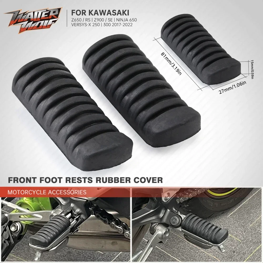 Motorcycle Front Footrest Rubber Cover For KAWASAKI Z650/RS Z900 SE VERSYS X300 X250 NINJA 650 2017-2023 Accessories Foot Rests