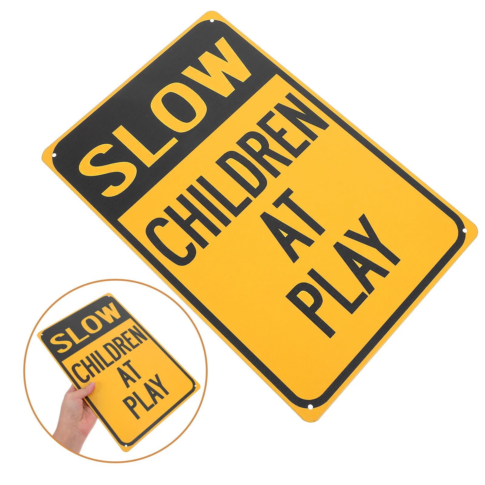 

2pcs Safety Signs Drive Slow Children at Play Iron Sheet Road Metal Traffic Warning Street Sign Kids Playing Attention