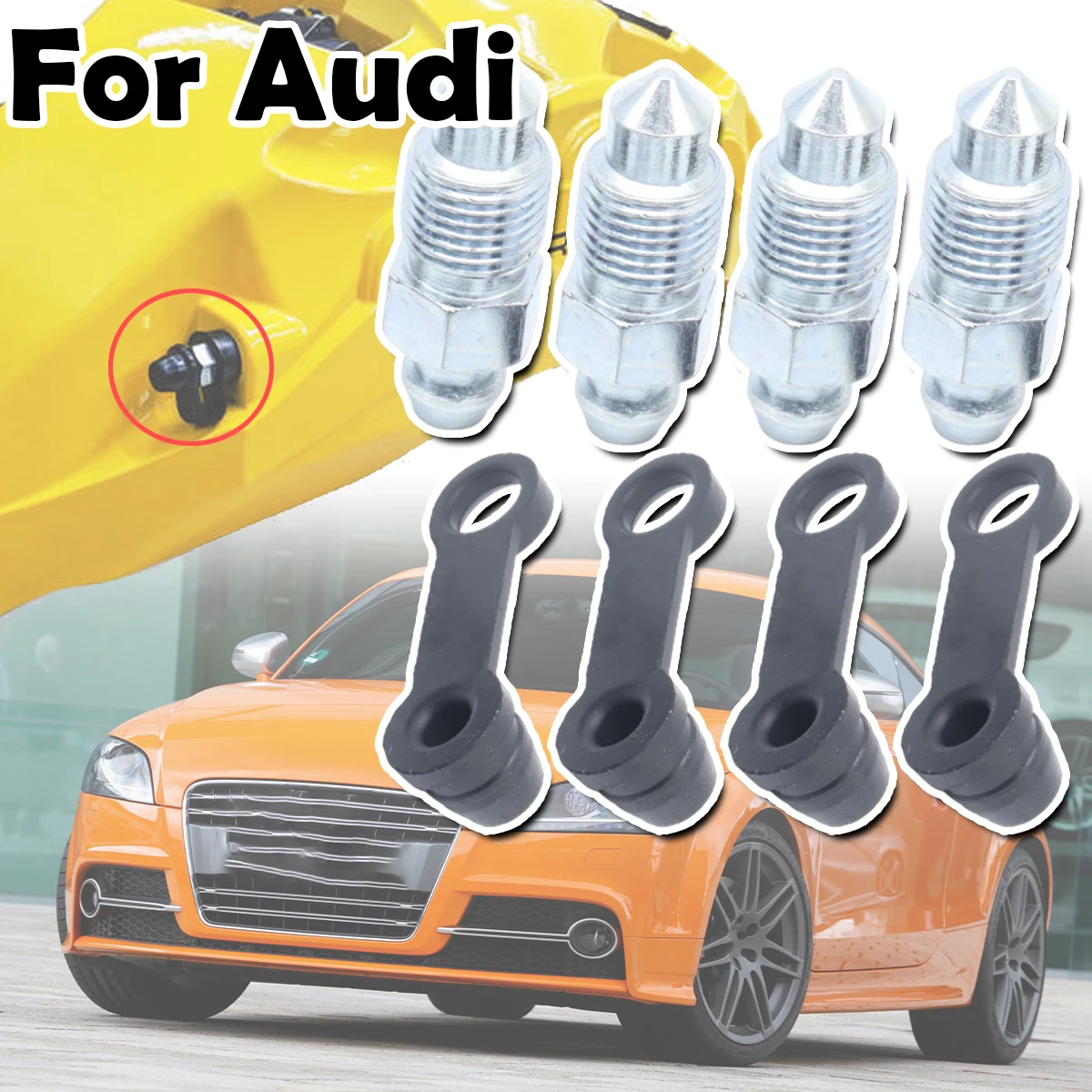 

For Audi RS3 RS5 RS6 A5 A6 A3 8V TT Front Bleeder Valves and Rubber Dust Caps Left Right Caliper Bleed Nipple Screw Repair Kit