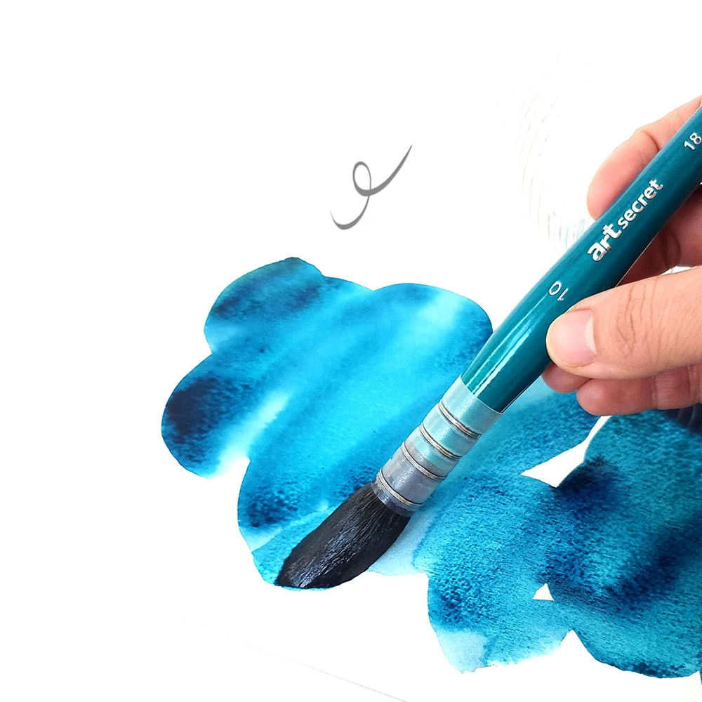 ArtSecret wysokiej jakości 18SRQ akwarela szczotki okrągłe wiewiórka włosy niebieska drewniana długi pręt papiernicze materiały malarskie — zdjęcie produktu 2