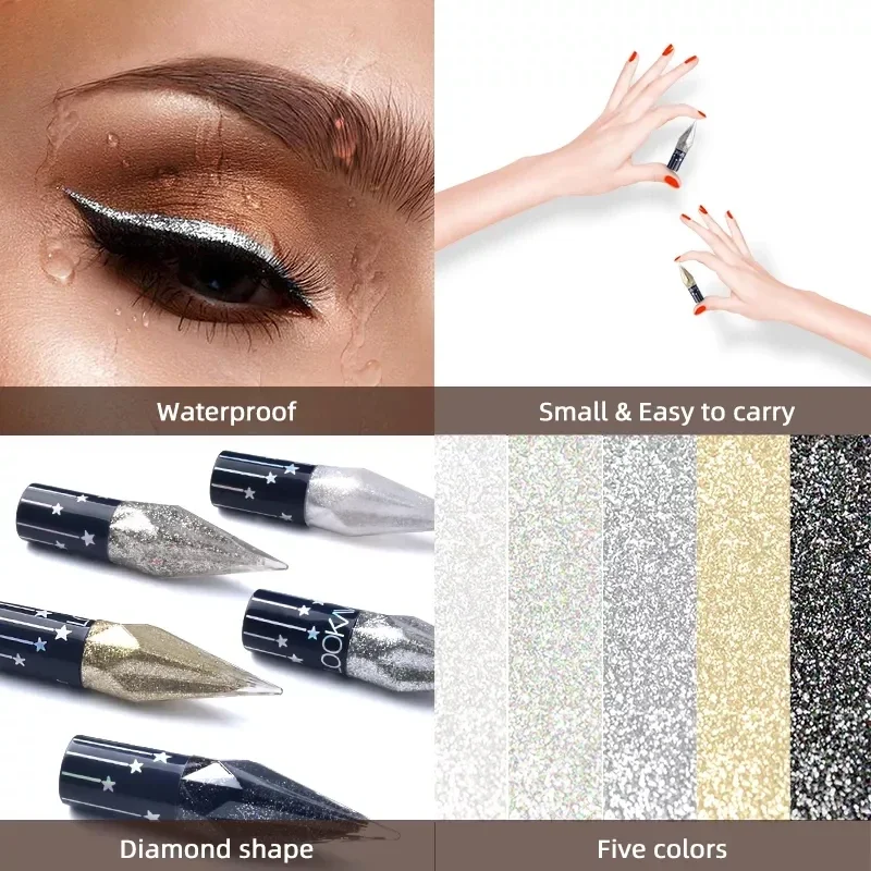 Profissional À Prova D' Água Long-Lasting Eyeliner, High Gloss Líquido, Diamond Starlight Amplificação, Double Silky Maquiagem, Alta Qualidade