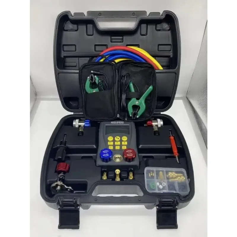 2025/1/4SAE R134A مجموعة قياس مشعب اختبار المبرد أدوات HVAC متعددة الرقمية