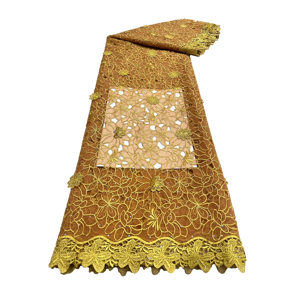 

Wholesale Cotton African Lace Fabric 2025 Tulle Lace Fabric Nigerian Dry Lace Fabric With Gemstone Wedding