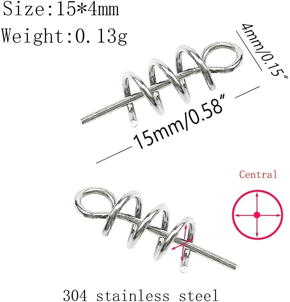 for 15mm 15000pcs/bag Stainless Steel spring Lock Soft Lure Baits Hook Pin Spring Fixed Lock Outdoor Fishing Soft Worm Tools