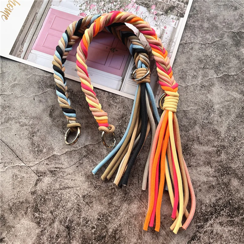 Hand Strap Bag Shoulder Strap Hand Made Custom Lanyard Colorful Cellular String Braided Handbag Accessories Replaceable Rope