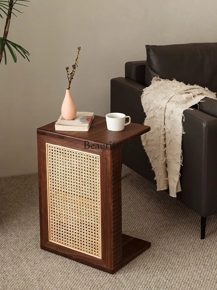 Nordic Black Walnut Small Table Tatami Coffee Table Balcony Small Tea Table Solid Wood