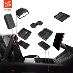 Für Tesla Modell 3 Highland 2024 Modell Y 2021-2024 Mittelarmlehne Versteckte Aufbewahrungsbox Getränkehalter Konsole Organizer Box Zubehör