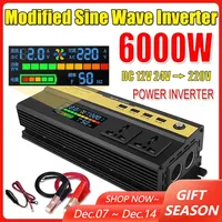 Modified Sine Wave Inverter 6000/5000/4000/3000W Voltage Transformer Converter LCD Digital Display Solar Inverter DC 12V TO 220V