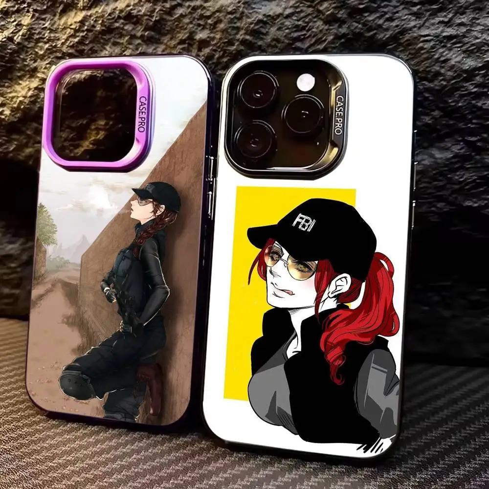 

A-Ash R-Rainbow Six Siege Phone Case For iPhone17,16,15,14,13,12,11 Plus,Pro Max Colored Silver Plated Inside Cover