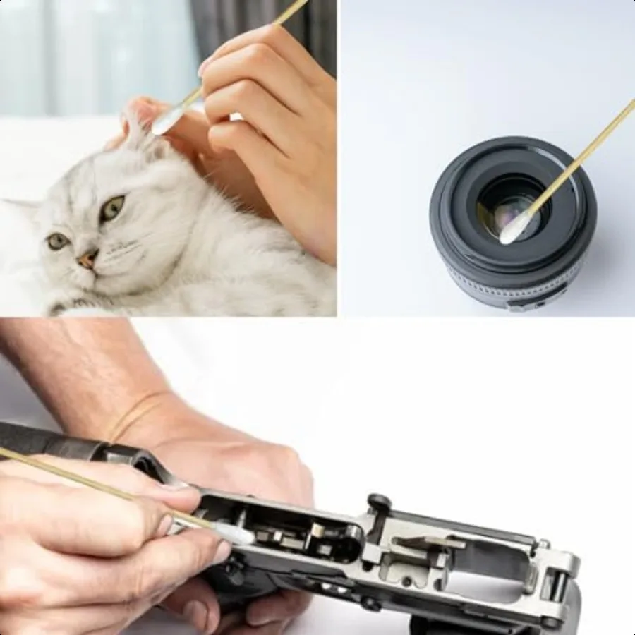 400 عدد مسحات قطن الخيزران بطول 6 بوصة لتطبيق دقيق نصائح LintFree قابلة لإعادة الاستخدام حقيبة للتخزين متعددة الاستخدامات لأسرعة المكياج