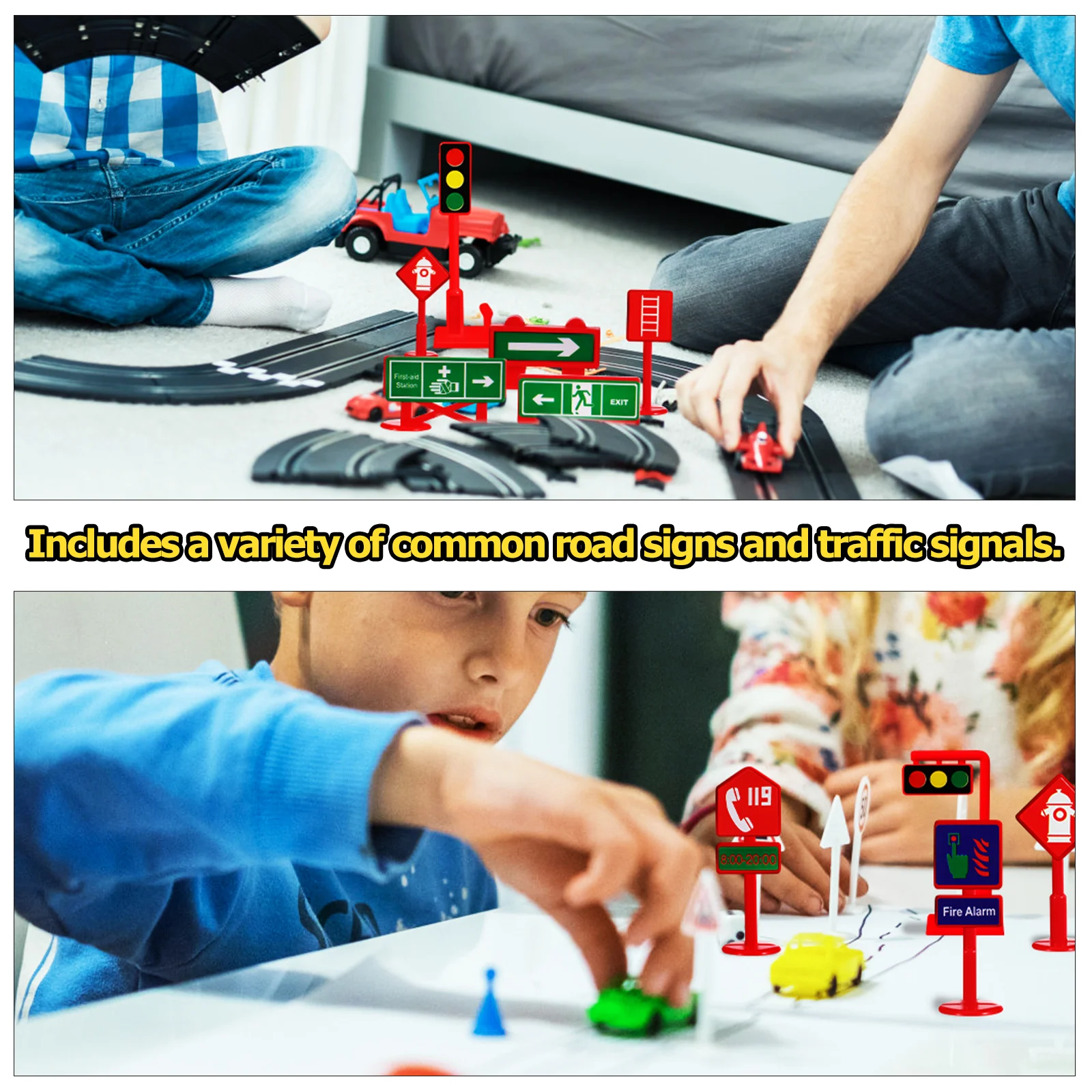 

28 Pcs Traffic Signs Toy Road Sign Street Mini Cones Construction Early Education Transportation Toys Learning Safety