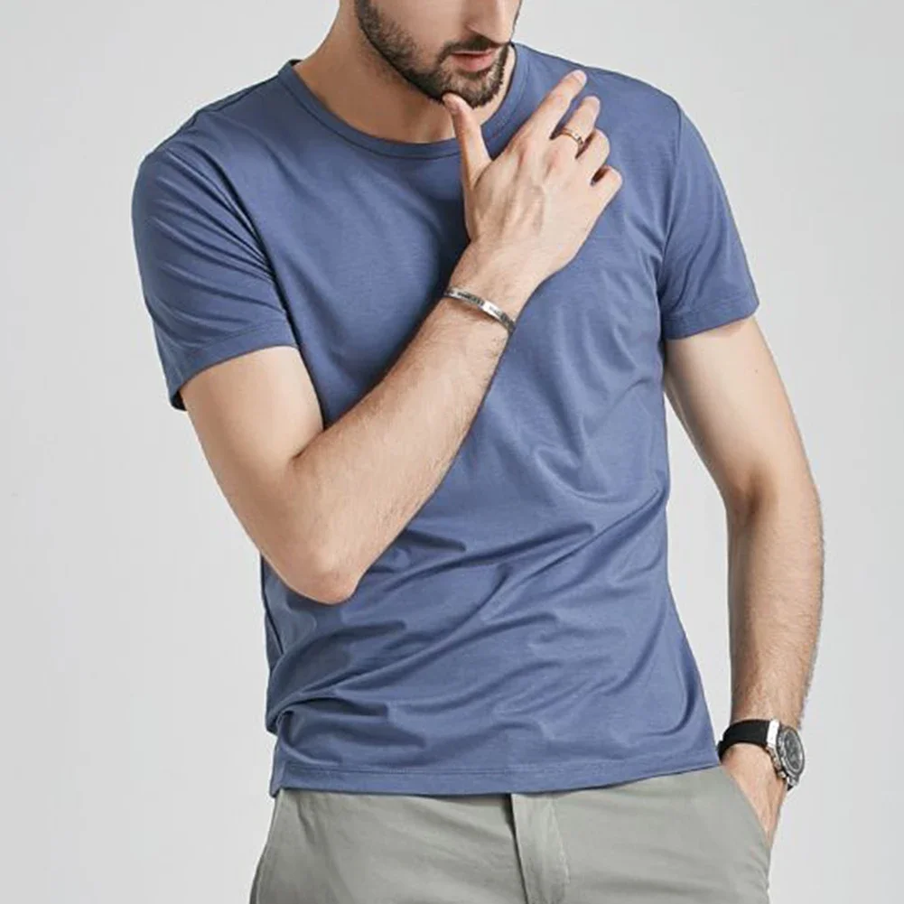 Casual Streetwear T-shirt Men's T-shirt For Summer Fashion Versatile Regular Regular Length Solid Color Vacation