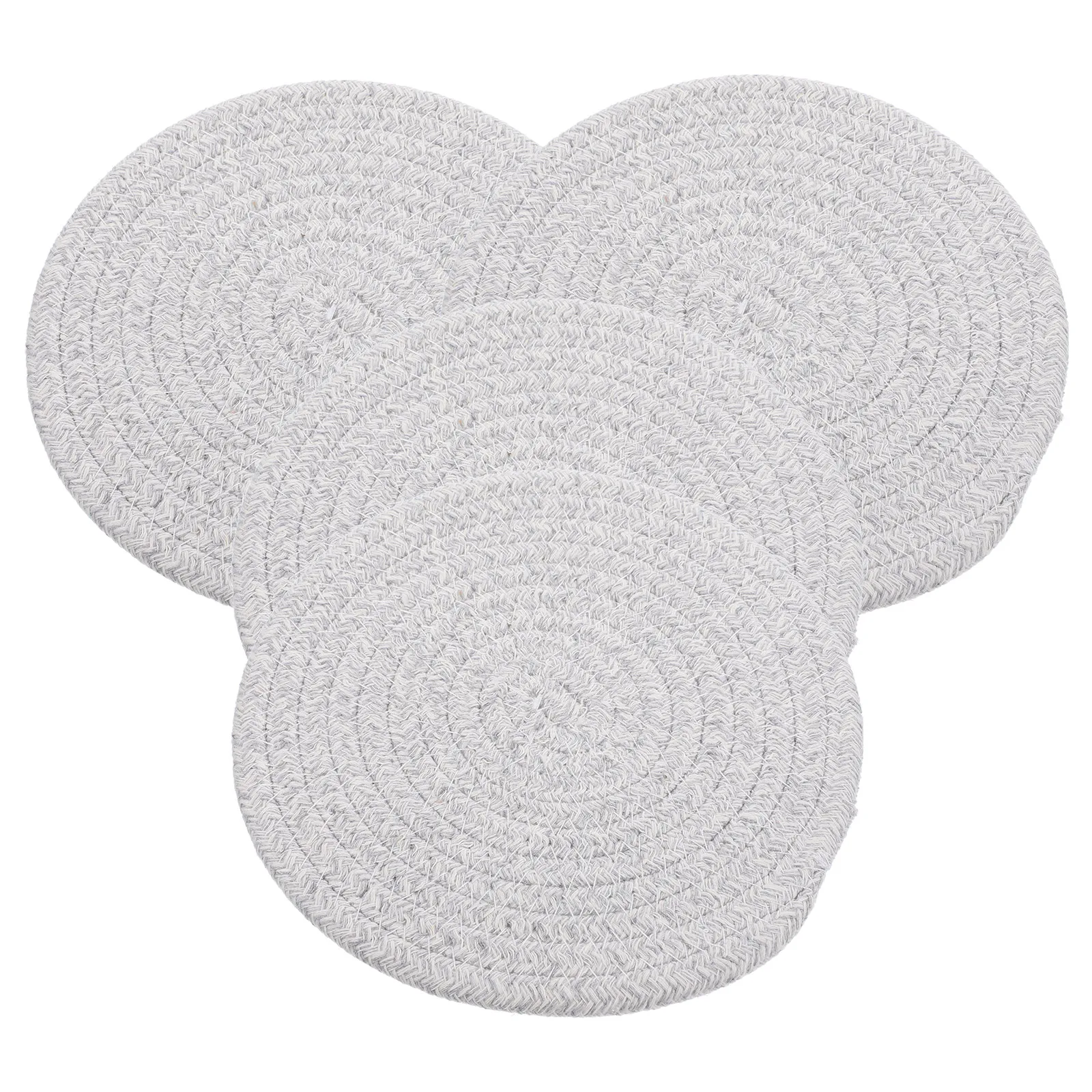 

4Pcs Heat-Resistant Rustic Round Placemats Cotton Woven Cutlery Mats Dining Table Decor Anti-Scald Insulated Pot Mats
