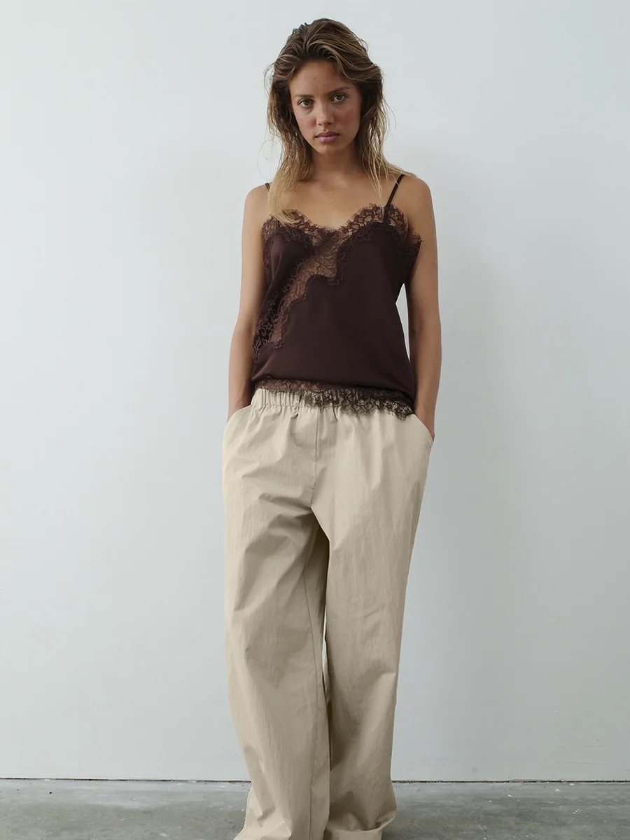 Bornladies Women's 2026 Spring Summer New Low-Waist Casual Pants  Elegant Office Elastic Waist Floor-Length Straight-Leg Pants