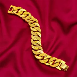9999 24K Real Gold Fried Dough Twists 24K Gold Local Tyrant Bracelet 20mm Wide Bracelet Bracelet Gift for Father's Boyfriend