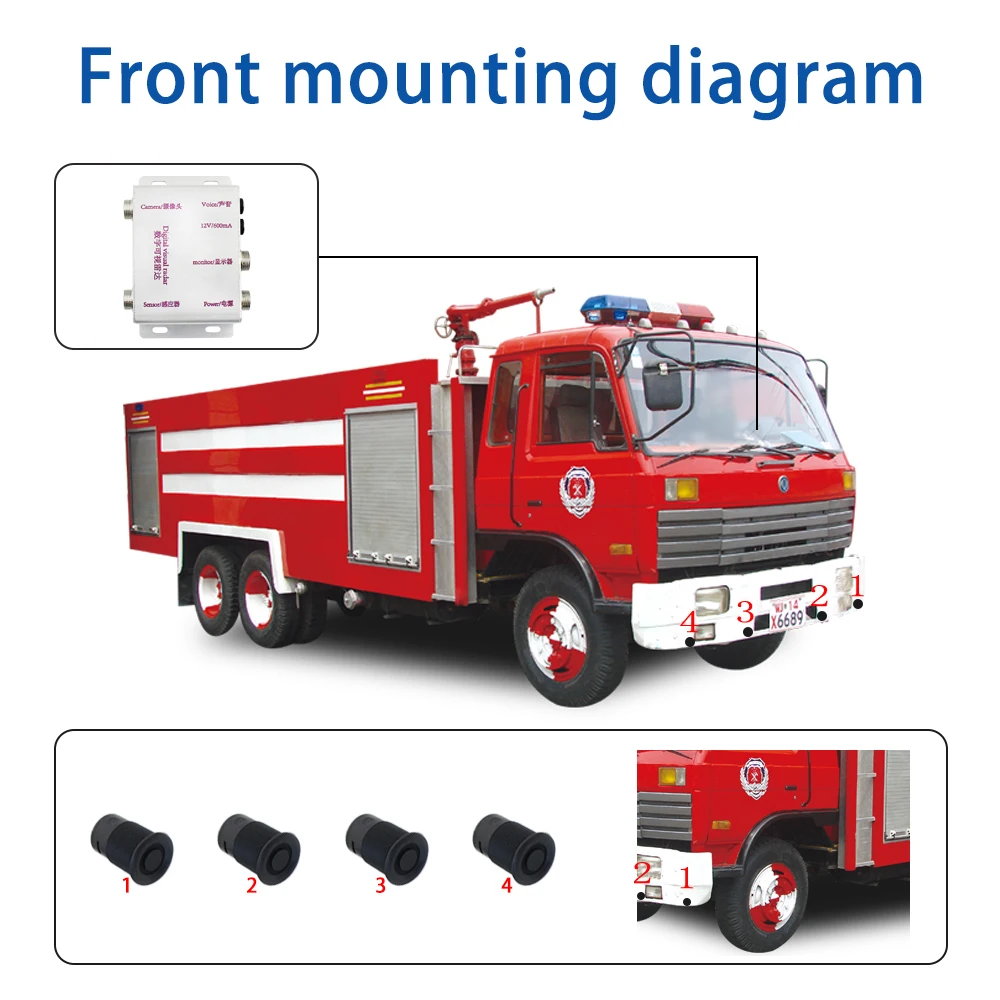 12~24V Bus/Truck Parking Reversing Sensor Automotive Radar Front and Rear Backup Reverse Buzzer Vehicle Detection