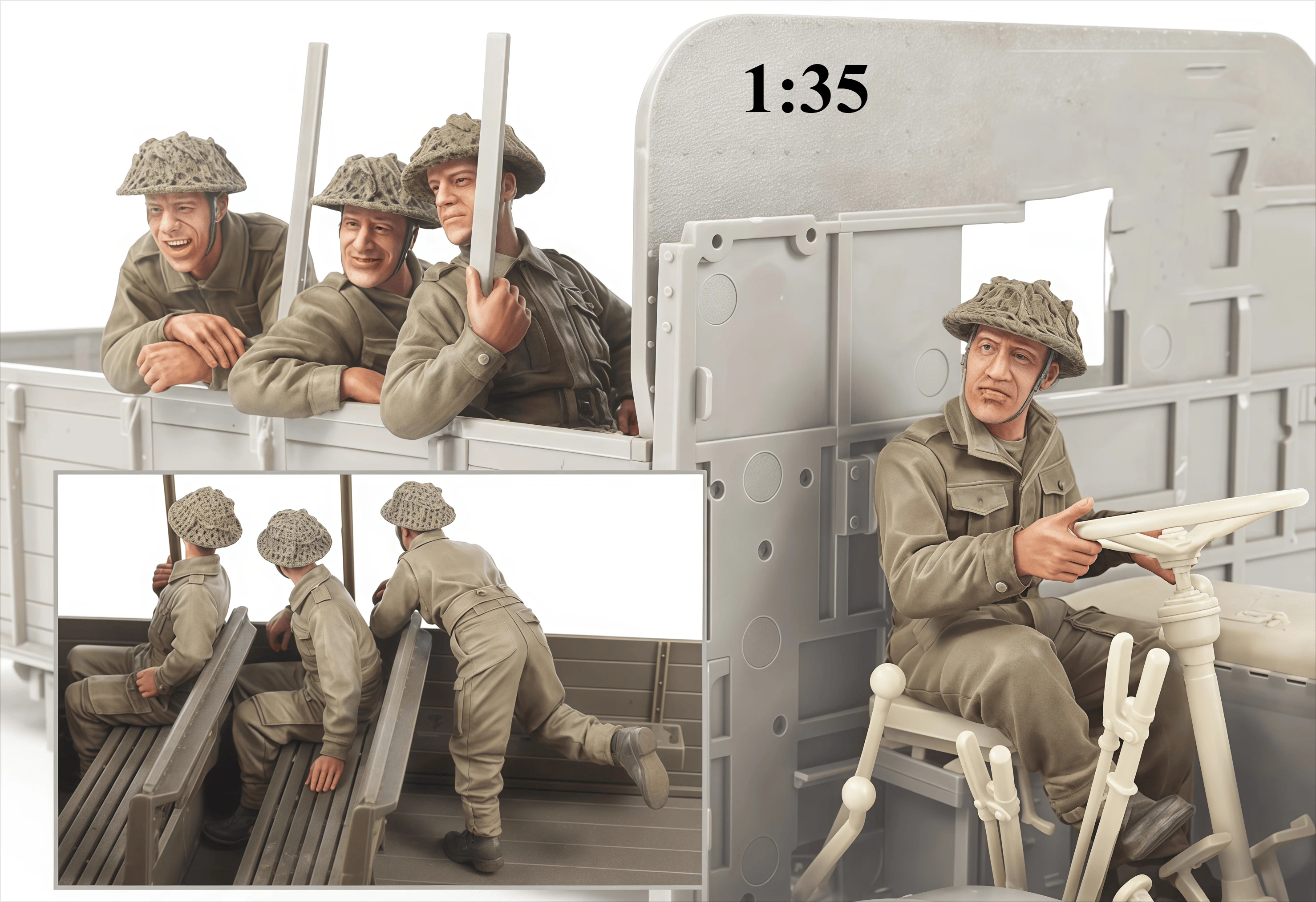 

1/35 Resin Model Assembly Kit Gk, 4 AEC Truck Members, Unpainted Model