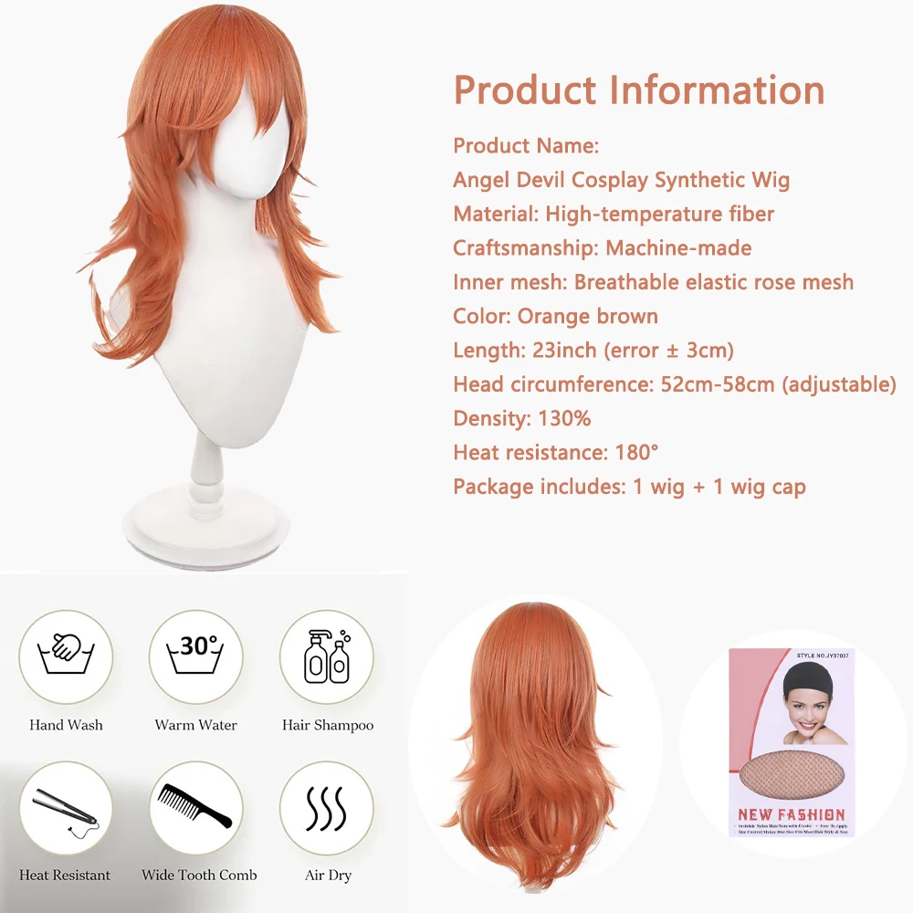 Anime Chainsaw Man Angel Devil Cosplay Synthetic Hair Layered Slightly Curly Suitable Daily Party Role Play Heat Resistant Wig