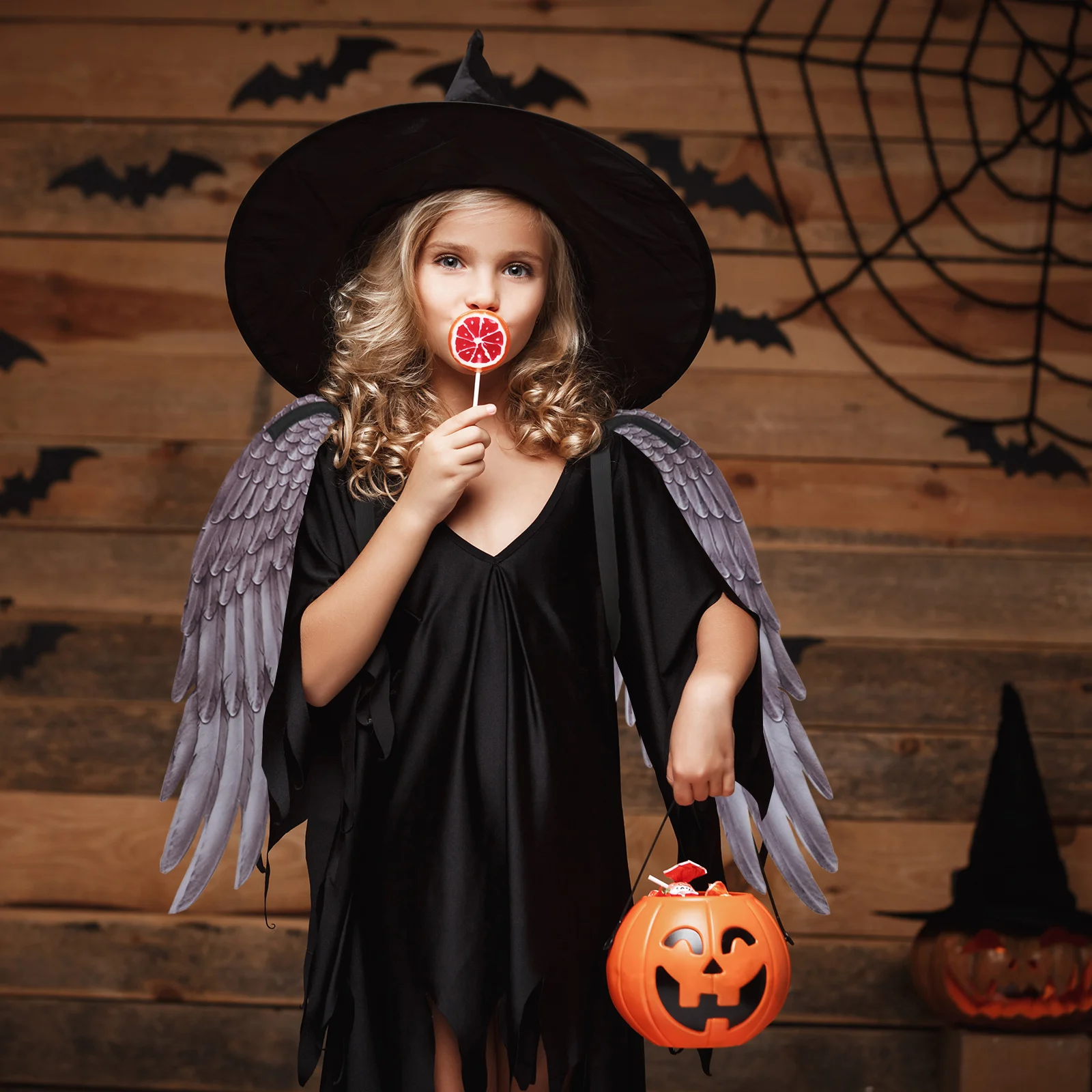 

Angel Wing Set For Kids Halloween Costume Props Lightweight Performance Wings Black Creative Party Supplies Cosplay Masquerade
