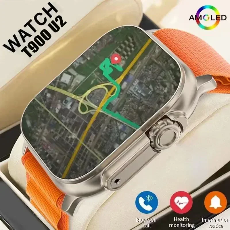 2024 New Smart Watch T900 U2 Watch Ultra IWO Watch Ultra NFC Smartwatch Series 9 Bluetooth Call 2.2 Inch Wireless Fitness Watch