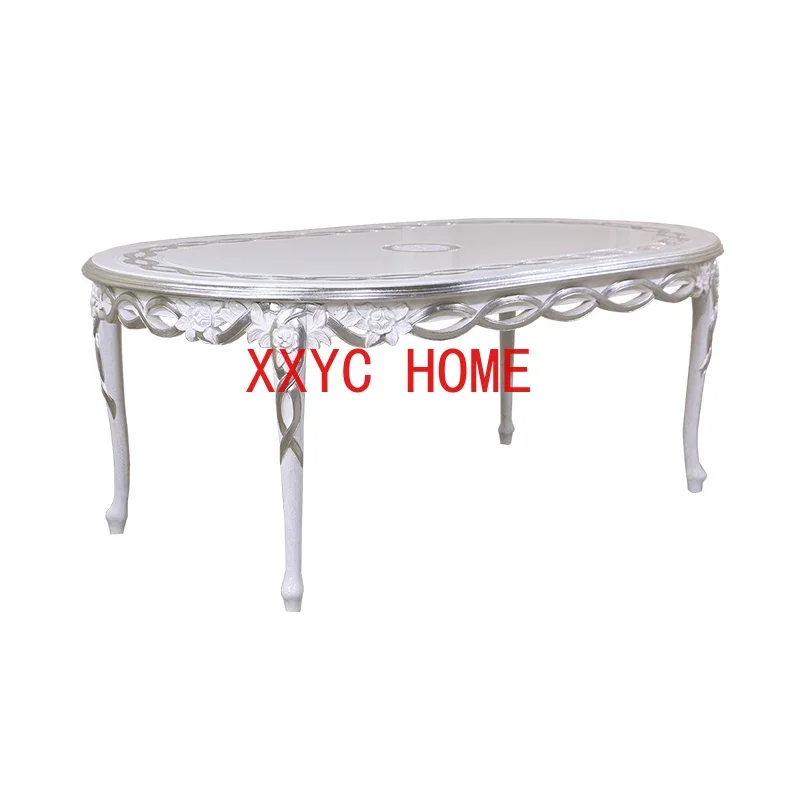 

European-Style Solid Wood Dining Table Combination High-End Luxury American Villa Modern Living Room