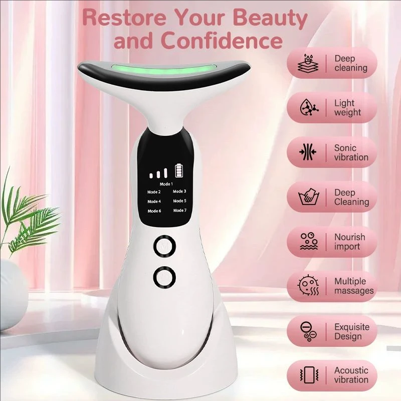 Neck Face Lifting Beauty Device 7 Colors Multi Functional Beauty Instrument EMS Massager Facial Lift Machine Home