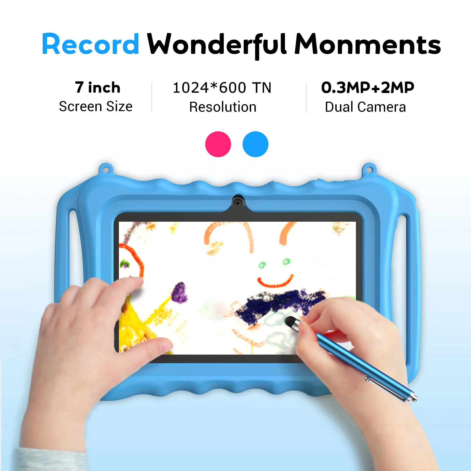 XGODY Android Kids Tablet For Study Education 32GB ROM 7 Inch IPS Screen PC Type C WiFi OTG Children Tablets With Cute Case