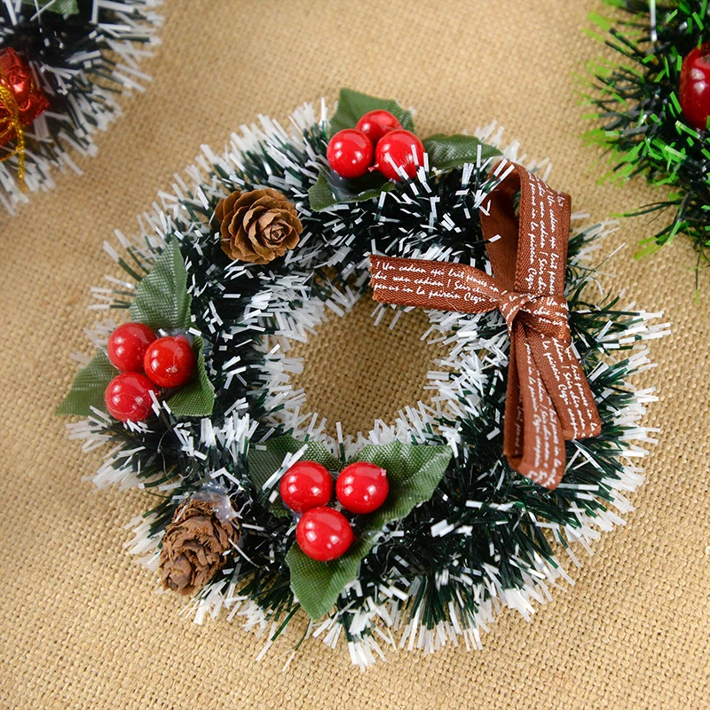 1Pc Mini Christmas Wreath Christmas Decorations For Home DIY Berries Wreath Bar Xmas Tree Ornament Navidad New Year 2024