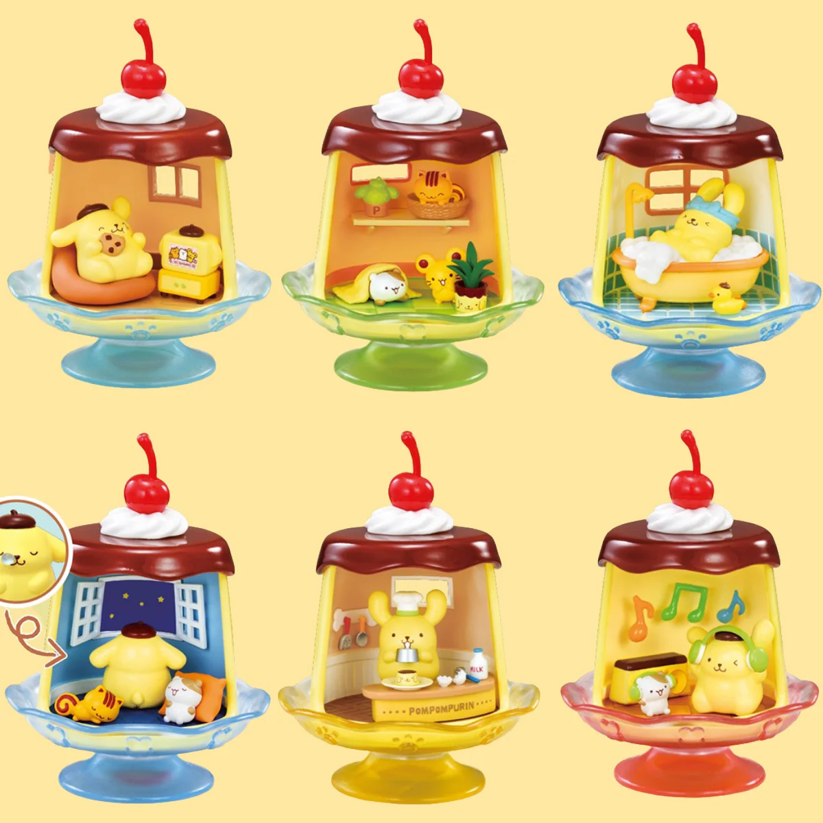 

Rement Sanrio Everyday Pom Pom Purin'S Daily Life Series Miniature Scene Collection Simulation Model Toy Children Kawaii Gifts