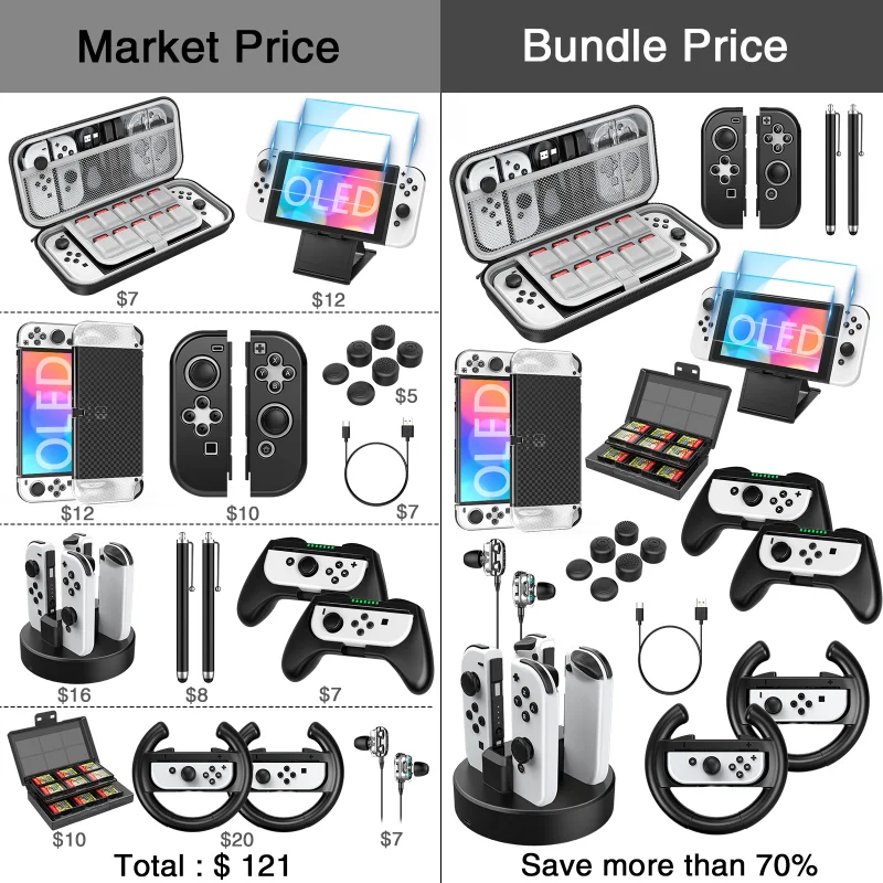 Heystand مجموعة ملحقات OLED متوافقة مع 2022 مفتاح OLED نموذج ملحقات مجموعة هدايا مع علبة حمل